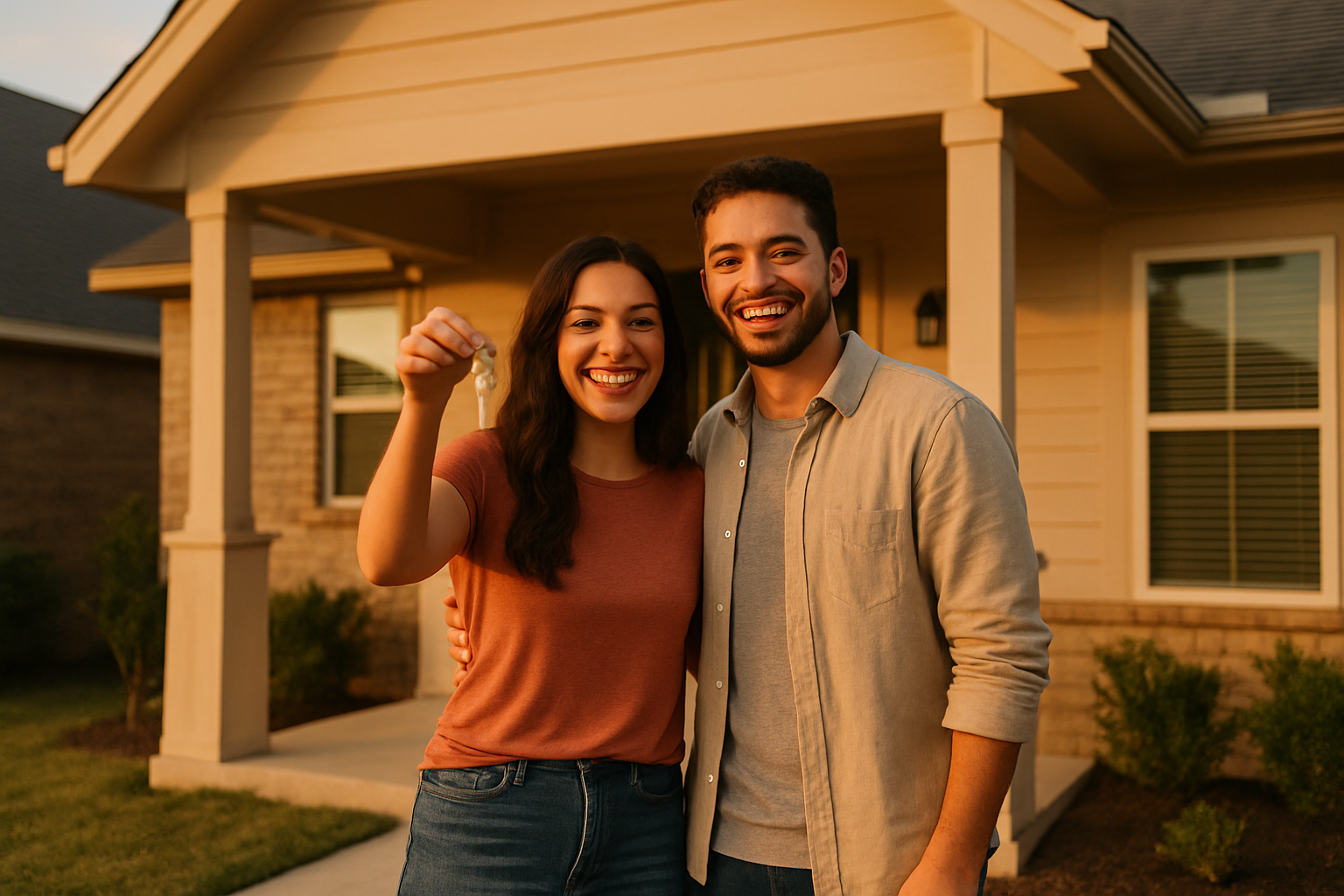 A San Antonio couple holding the keys to their new home